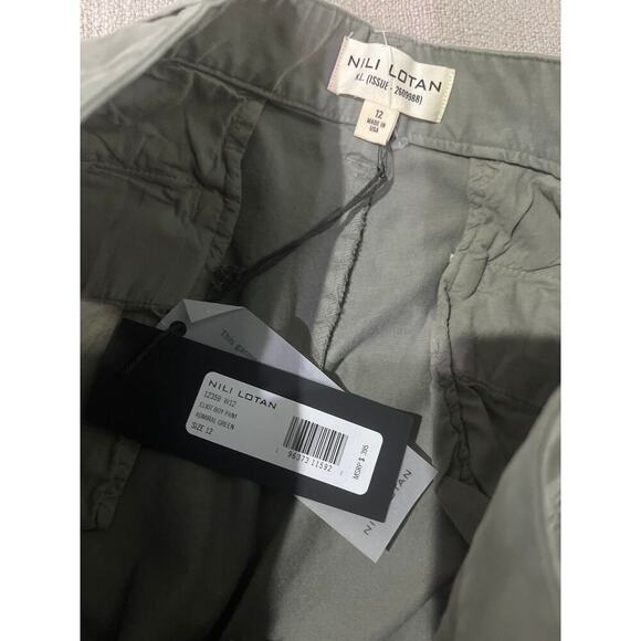 NWT Nili Lotan Eliot Boy Mid-Rise Pants in Admiral Green Sz 12 - Picture 8 of 11